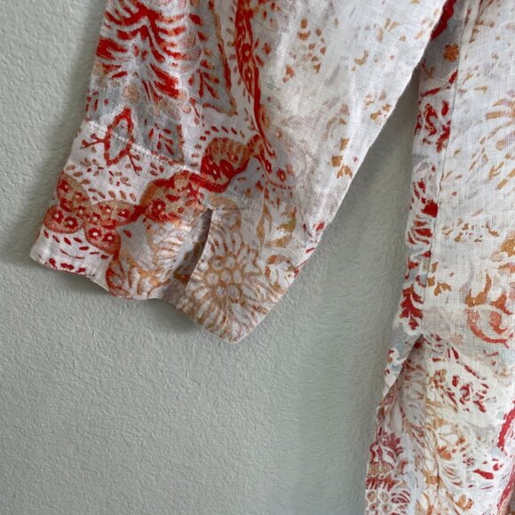 Chicos Womens Large Medallion Print Tunic Top 100% Linen 3/4 Sleeve Shirt Blouse - Picture 13 of 13
